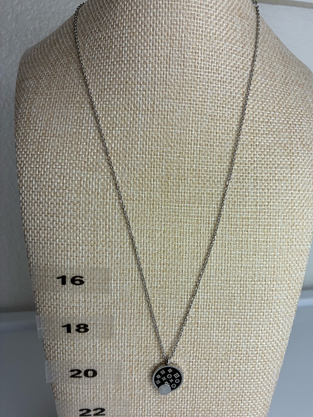 Vintage Stainless Steel Black Pendant Necklace